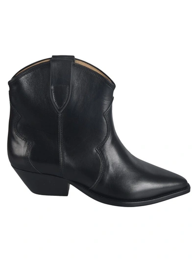 Shop Isabel Marant Pointed-toe Leather Ankle Boots In Black
