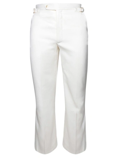 Shop Casablanca Straight Leg Pants With Side Adjusters In White