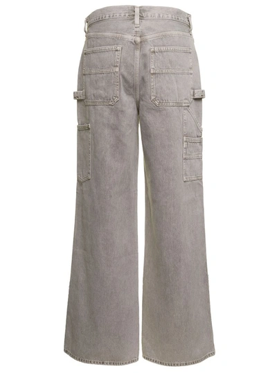 Shop Agolde Magda' Grey Five-pocket Jeans In Cotton Denim