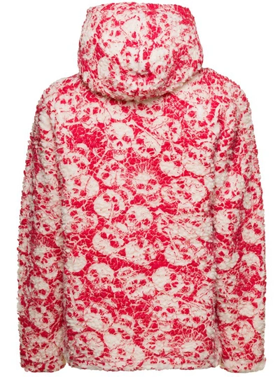 Shop Erl Red And White Sweatshirt With All-over Skull In Fleece In Pink