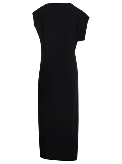 Shop The Row Blathine' Long Asymetric Black Dress With Concealed Zip Closure In Triacetate Blend
