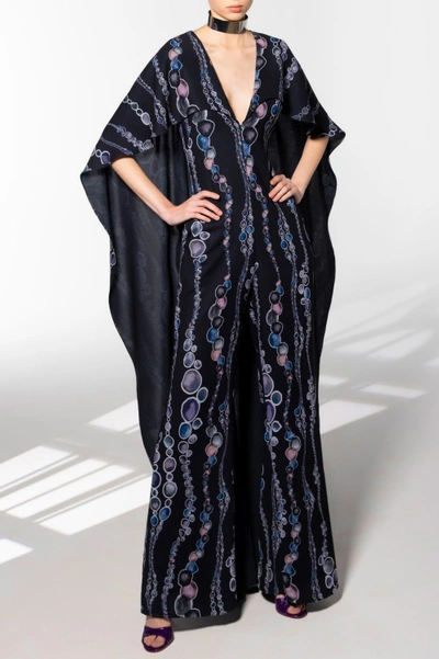 Shop Saiid Kobeisy Canton Crepe Jumpsuit With Cape In Black