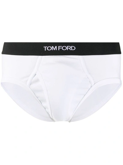 Shop Tom Ford Men's White Cotton Stretch Jersey Briefs