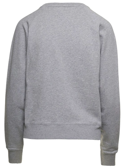 Shop Maison Kitsuné Crewneck Sweatshirt With Embroidered Logo Patch In Grey Cotton