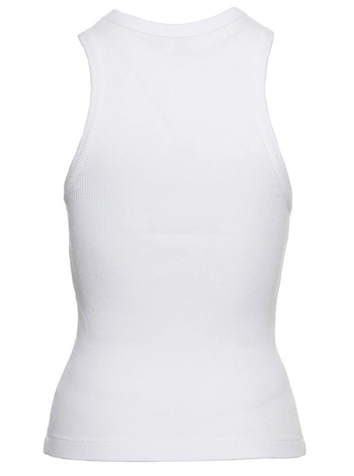 Shop Agolde White Ribbed Tank Top With U Neckline In Cotton Blend