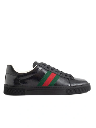 Shop Gucci Black Ace Sneakers