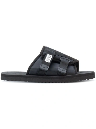 Shop Suicoke Kaw-cab' Black Sandals With Velcro Fastening In Nylon