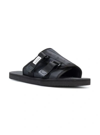 Shop Suicoke Kaw-cab' Black Sandals With Velcro Fastening In Nylon