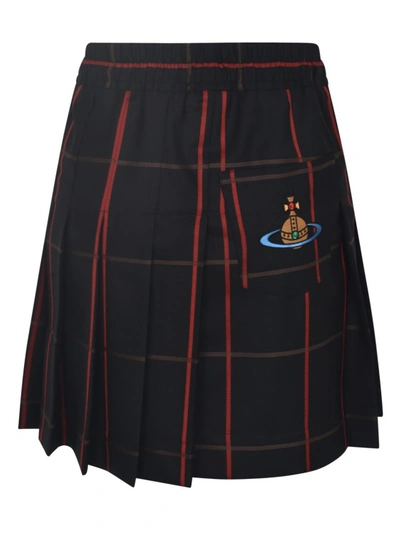 Shop Vivienne Westwood Check-print Orb-logo Kilt Skirt In Black