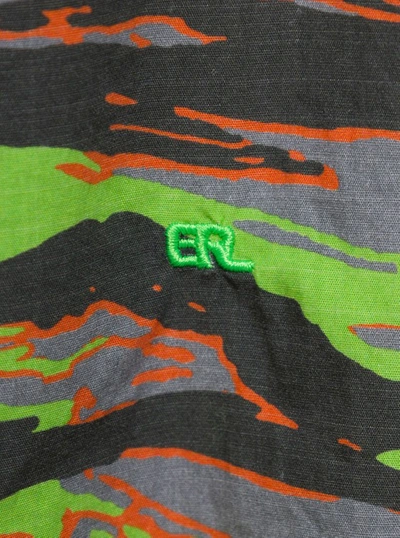 Shop Erl Green Long Sleeve Shirt With Graphic Print In Cotton In Grey