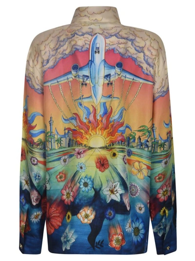 Shop Casablanca Graphic-print Silk Shirt In Multicolor