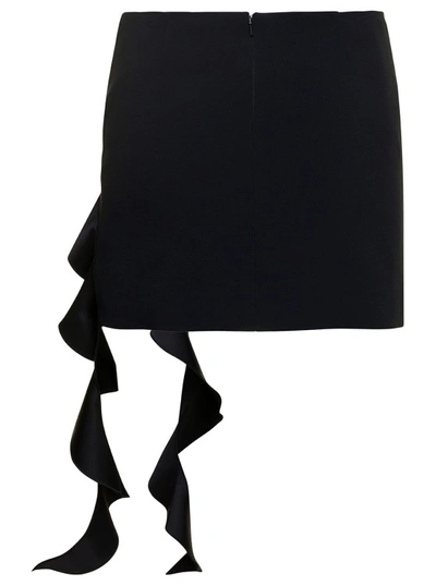 Shop David Koma Black Ruffled Miniskirt In Acetate Blend