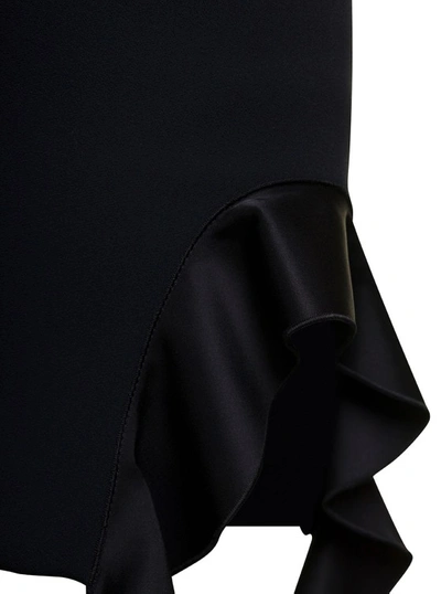 Shop David Koma Black Ruffled Miniskirt In Acetate Blend