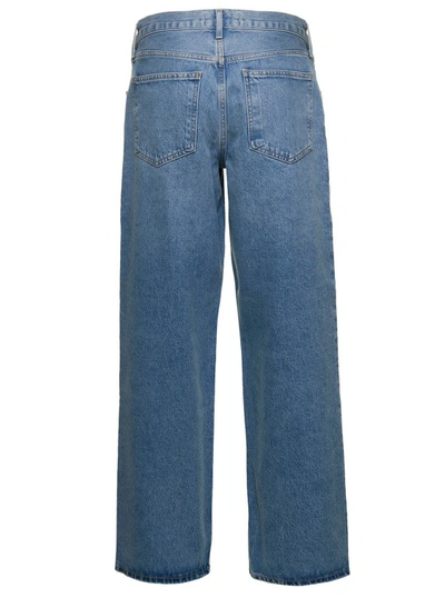 Shop Agolde Fusion' Light Blue 5-pocket Style Wide Jeans In Cotton Denim