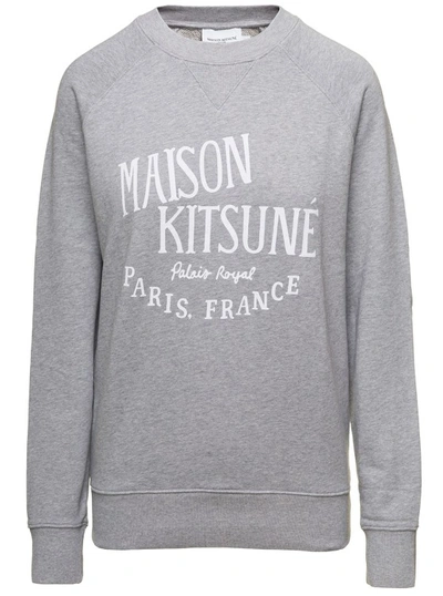 Shop Maison Kitsuné Palais Royal Crewneck Sweatshirt In Grey Cotton