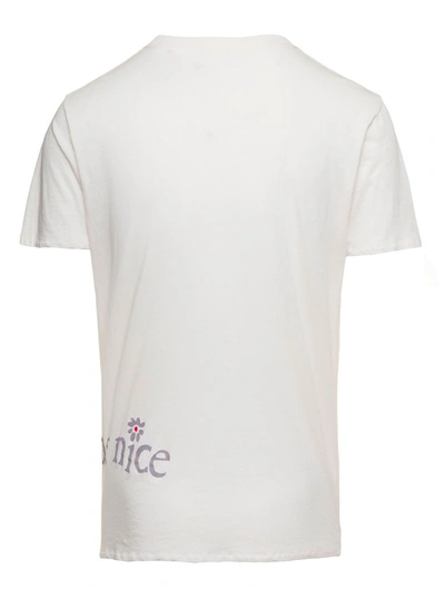 Shop Erl White Crewneck T-shirt With Venice Print In Cotton
