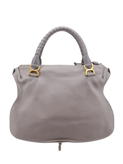 Shop Chloé Leather Shoulder Bag With Metal Details In Grey