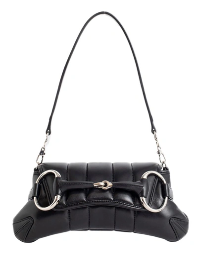 Shop Gucci Women's Black Horsebit Chain Medium Shoulder Bag