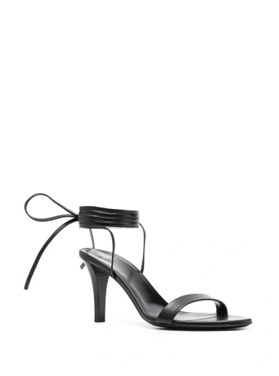 Shop The Row Maud' Black Sandals With Self-tie Laces In Leather