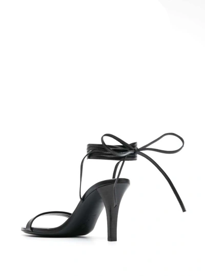 Shop The Row Maud' Black Sandals With Self-tie Laces In Leather