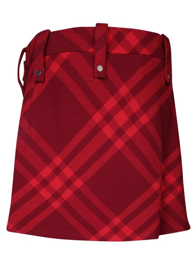 Shop Burberry Red Wool Skirt