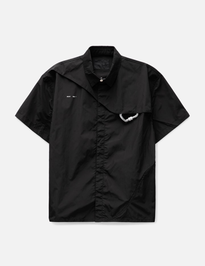 Shop Heliot Emil Short Sleeve Nylon Shirt With Carabiner In Black