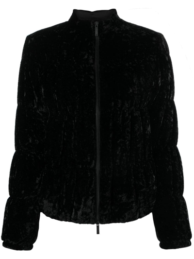 Shop Emporio Armani Chenille Jacket In Black