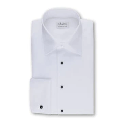 Shop Stenströms - White Slimline Textured Fabric Double Cuff Tuxedo Shirt 7365611001000