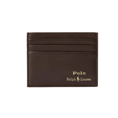 Shop Ralph Lauren Menswear Gld Fl Cc Smooth Leather Card Case In Brown