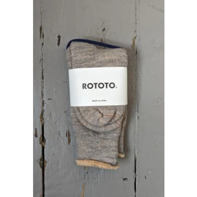 Shop Rototo Grey/brown Double-face Socks