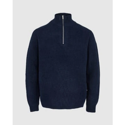 Shop Minimum Blain Knit Navy Blazer Melange In Blue