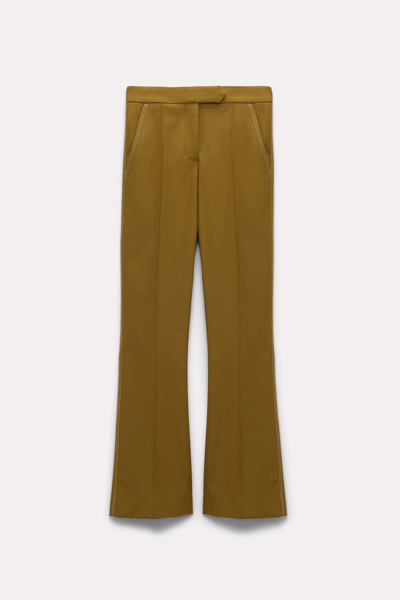 Shop Dorothee Schumacher Cropped Pants With Decorative Stitching In Green