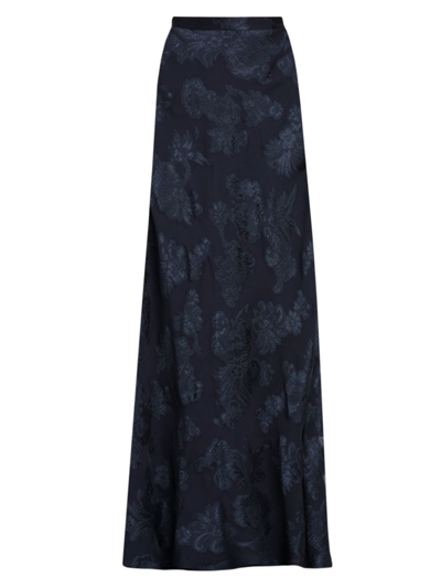 Shop Etro Women's Sheer Filigree Silk-blend Maxi Skirt In Blue