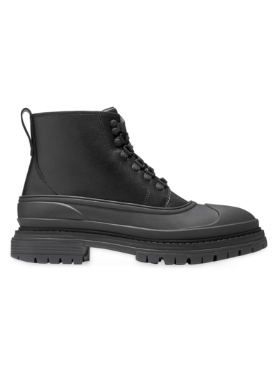 Shop Cole Haan Men's Stratton Shroud Leather Lug-sole Boots In Black