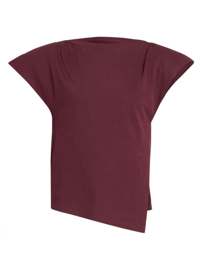 Shop Isabel Marant Women's Sebani Asymmetric Boatneck T-shirt In Plum