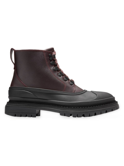 Shop Cole Haan Men's Stratton Shroud Leather Lug-sole Boots In Pinot Black