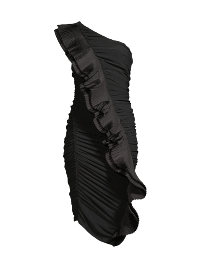 Shop One33 Social Women's Mercer Asymmetric Ruched Dress In Black