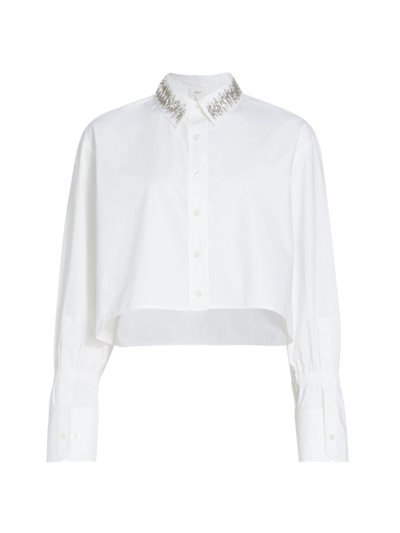 Shop A.l.c Women's Monica Ii Embellished Cropped Shirt In White