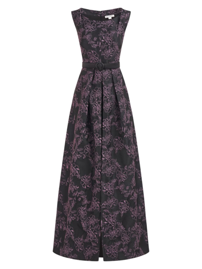 Shop Kay Unger Women's Everlee Floral Walk-thru Jumpsuit In Black Lavender