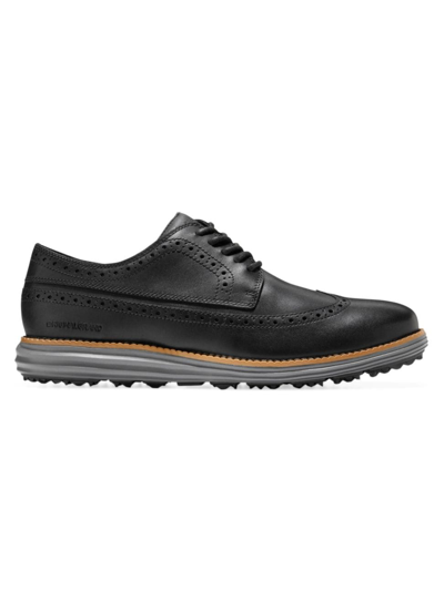 Shop Cole Haan Men's Originalgrand Leather Golf Shoes In Black Natural Quiet Shade