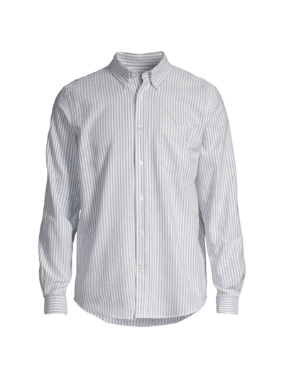Shop Closed Men's Striped Button-down Shirt In Smokey Blue