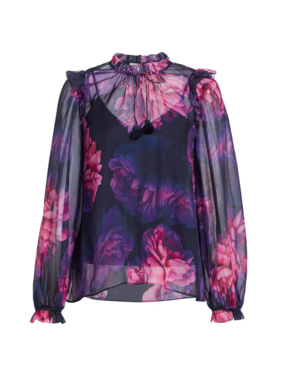 Shop Cami Nyc Women's Sandy Floral Silk Tieneck Blouse In Electric Floral