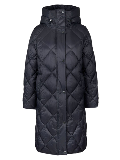 Shop Barbour Women's Sandyford Quilted Long Jacket In Dark Navy Ancient