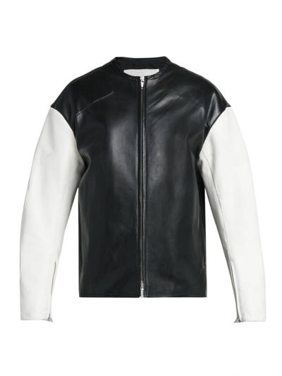 Shop Jil Sander Men's Leather Boxy-fit Jacket In Black