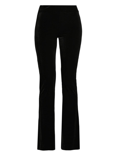 Shop Avenue Montaigne Women's Bellini Velvet Flared Pants In Black