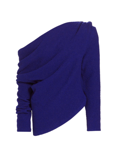 Shop A.w.a.k.e. Women's Asymmetric Wool-blend Blouse In Purple