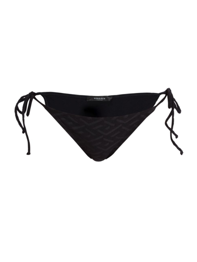 Shop Versace Women's La Greca Sponge Bikini Bottoms In Black