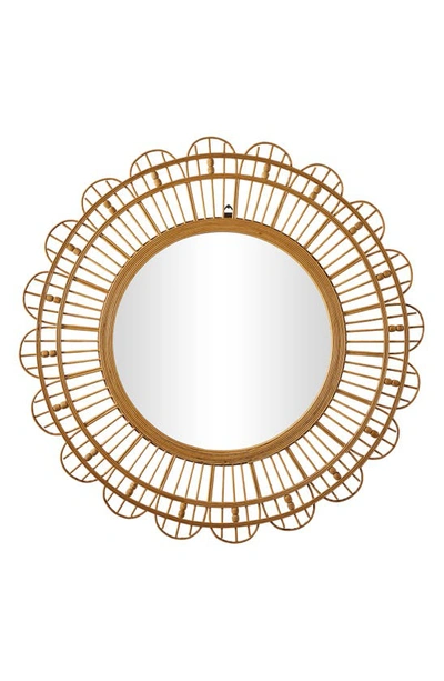 Ginger Birch Studio Bamboo Handmade Woven Mirror In Brown