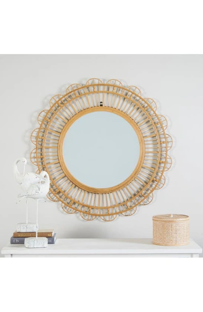 Ginger Birch Studio Bamboo Handmade Woven Mirror In Brown