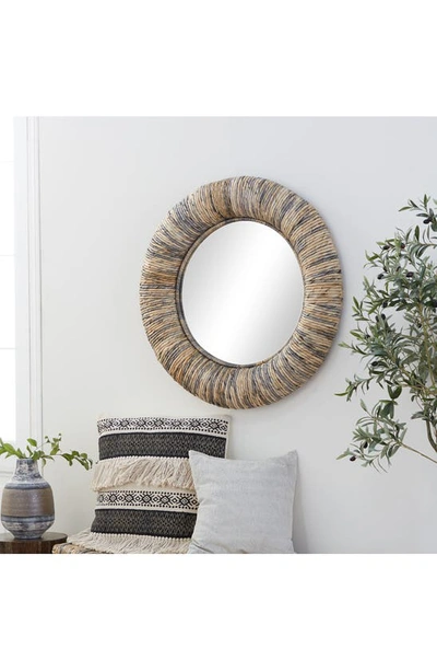 Shop Willow Row Teak Wood Wall Mirror In Gray